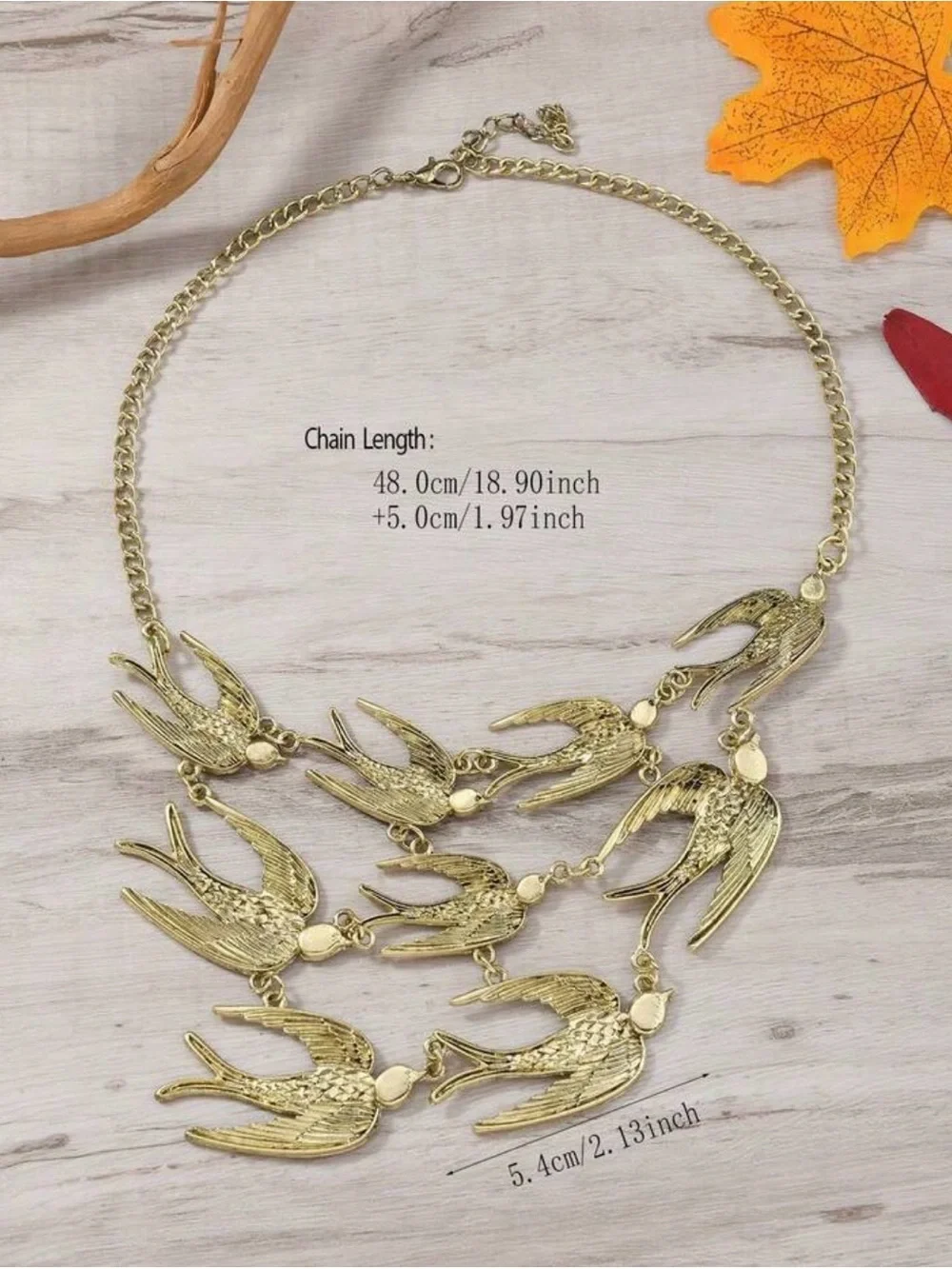 Gold Bird Multi-Pendant Necklace - Women Jewelry - Picture 5 of 6